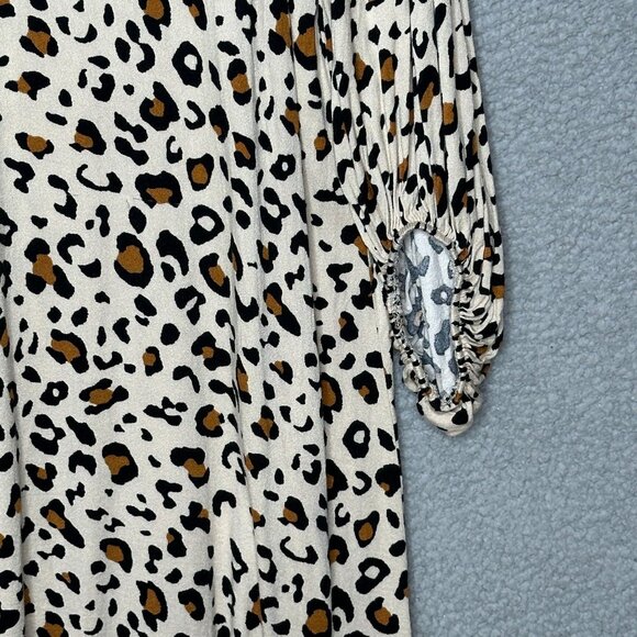 eeSome Shift Dress Womens Size Large Beige Leopard Print V Neck Knit Stretch - Picture 6 of 10